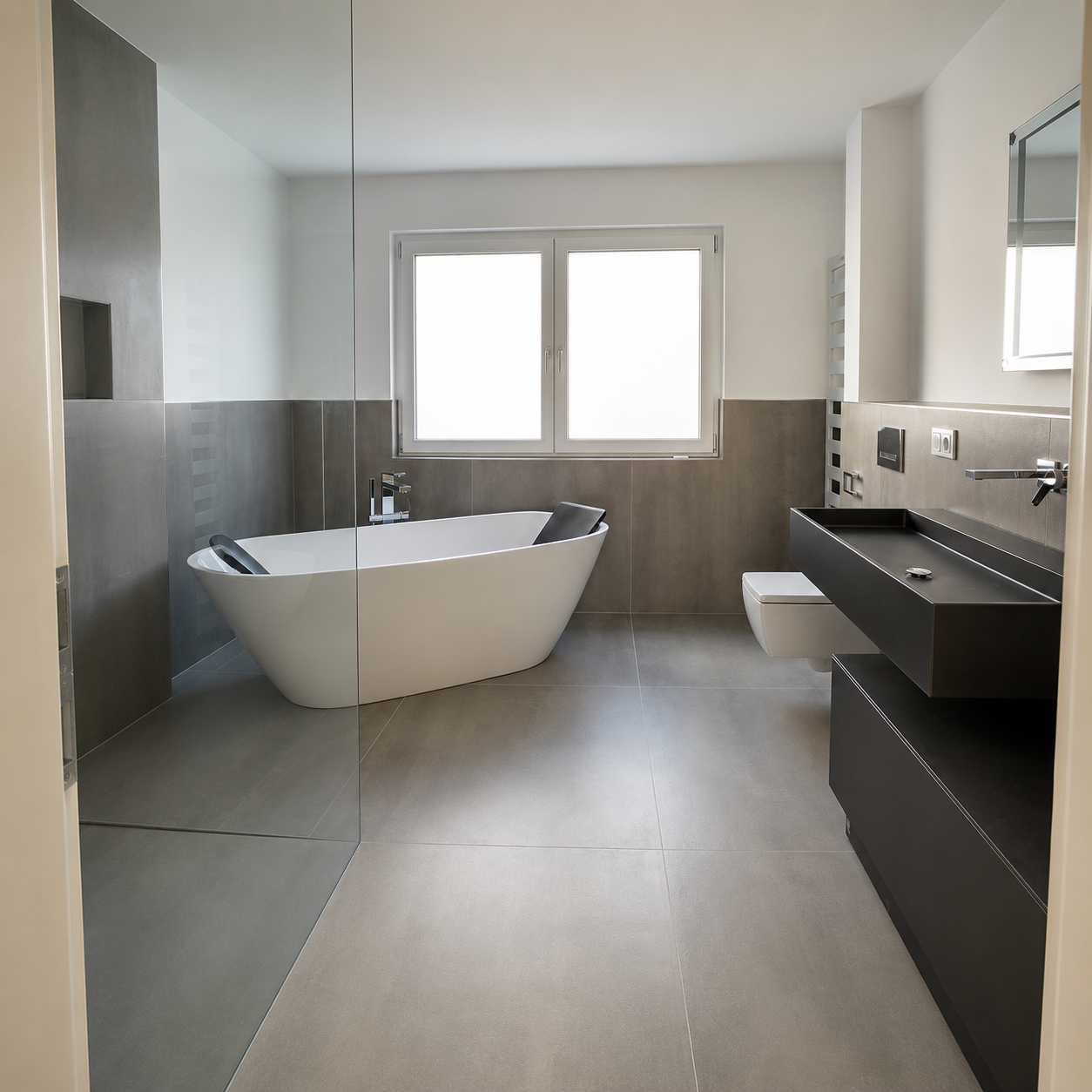 Wanne und Walk-in-Dusche