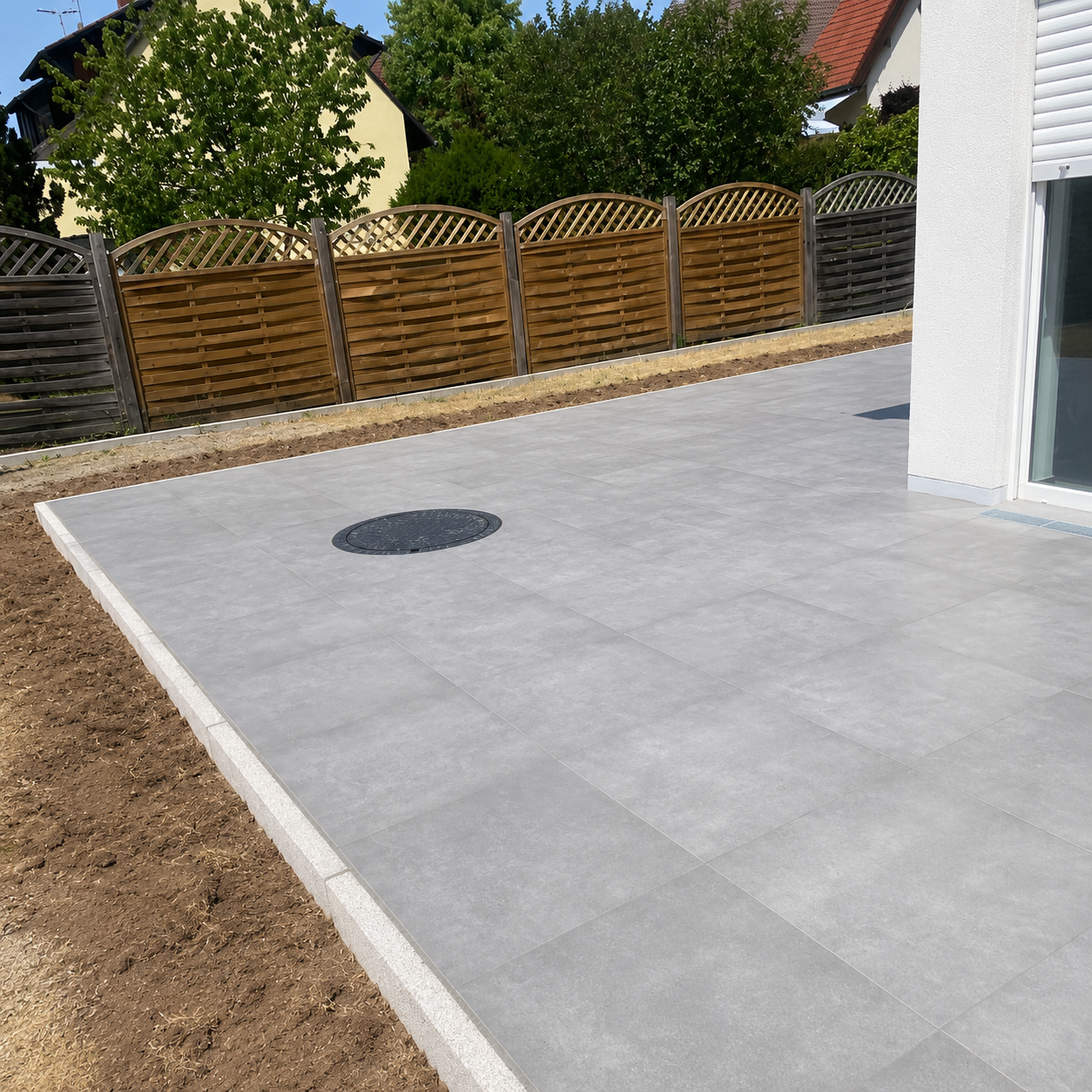 Geflieste Terrasse und Außenfläche
